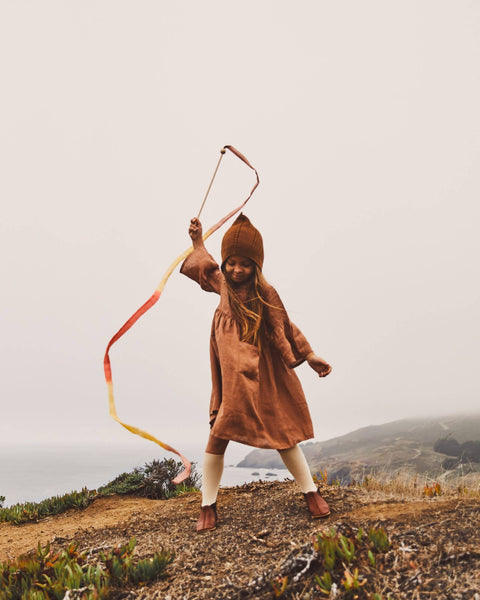 Boho Rainbow Silk & Wood Streamer - Wand for Pretend Play