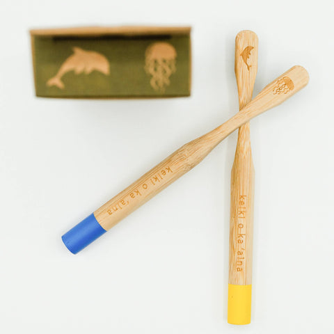 Hawaiian Bamboo Toothbrushes for Kids 2-Pack | SOFT