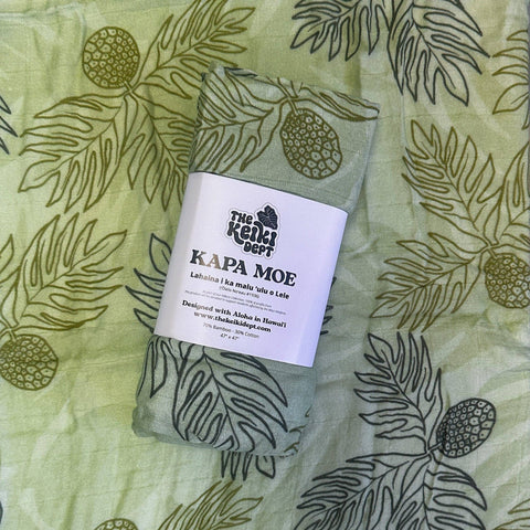 Hawaiian Green Ulu Swaddle Blanket