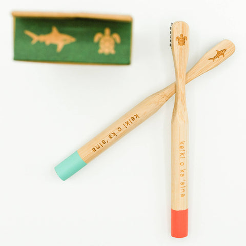 Hawaiian Bamboo Toothbrushes for Kids 2-Pack | SOFT