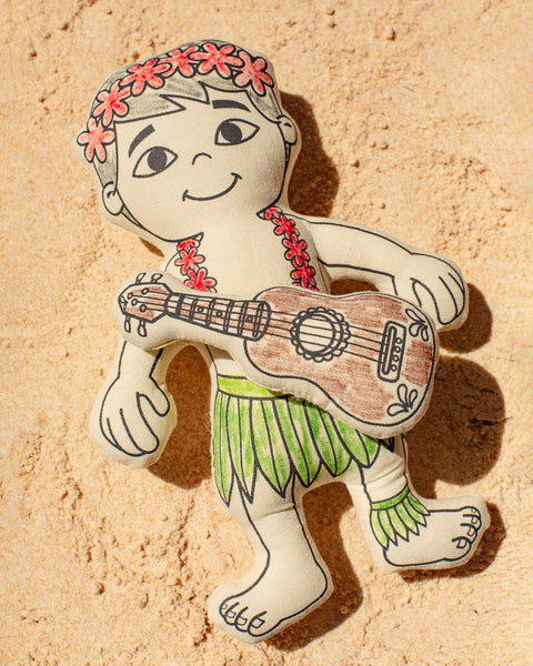 Hula Boy with Mini Ukulele for Coloring