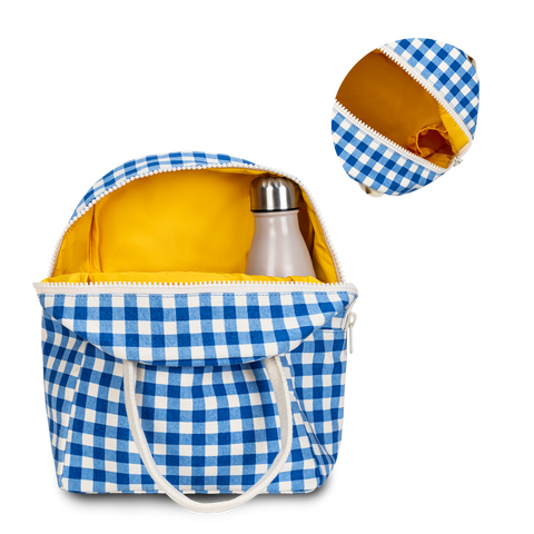 Zipper Lunch Bag - Gingham Blue