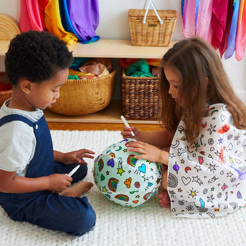 Rainbow Sky Coloring Balloon Ball & Playsilk Markers