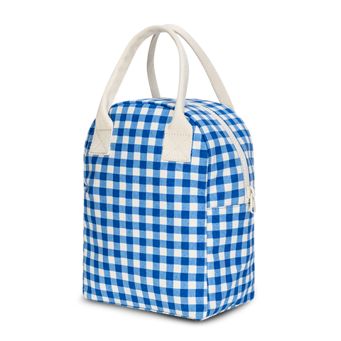 Zipper Lunch Bag - Gingham Blue