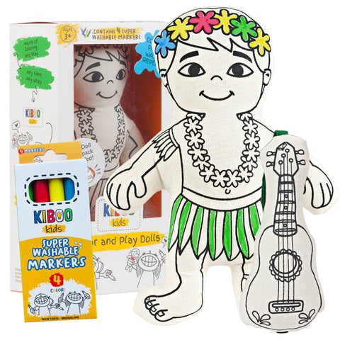 Hula Boy with Mini Ukulele for Coloring