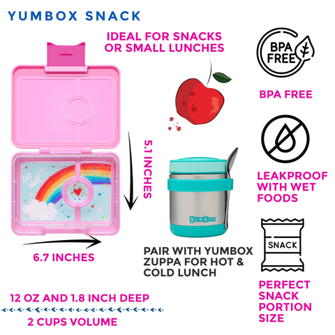 Snack Size Small Bento Lunch Box Power Pink (Rainbow)