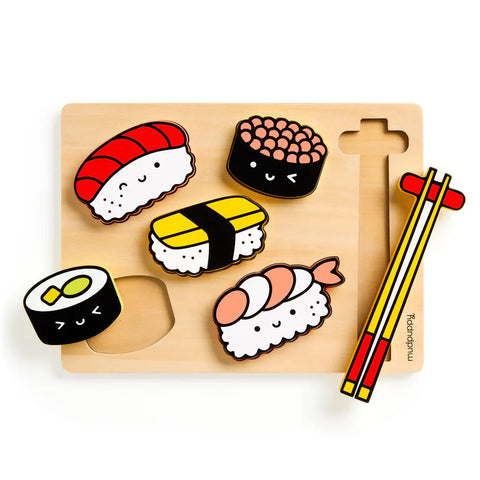 SUSHI FRIENDS WOODEN TRAY PUZZLE BY MOCHI KIDS FOR MUDPUPPY