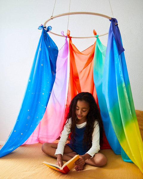 Giant Rainbow Playsilk - 100% Natural Silk for Fort Building