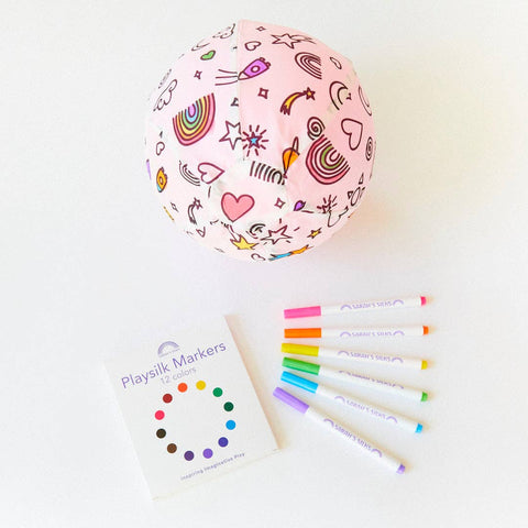 Rainbow Sky Coloring Balloon Ball & Playsilk Markers