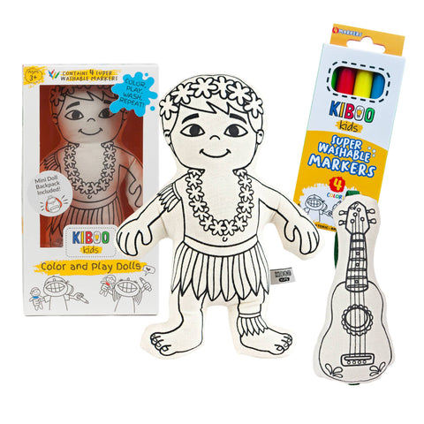 Hula Boy with Mini Ukulele for Coloring