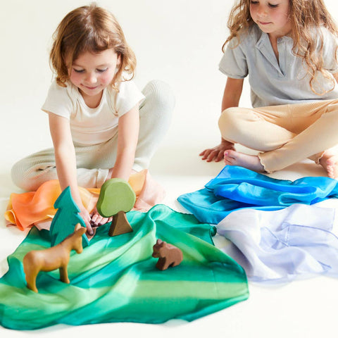 Mini Earth Playsilks - Open- Ended, 100% Natural, Silk Toys