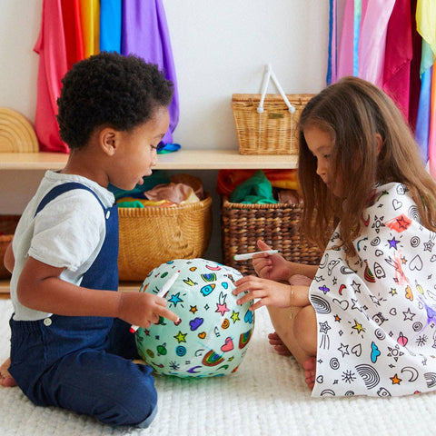 Rainbow Sky Coloring Balloon Ball & Playsilk Markers