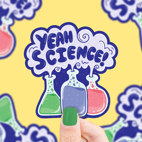 Yeah Science Laboratory Beaker Rainbow Vinyl Sticker